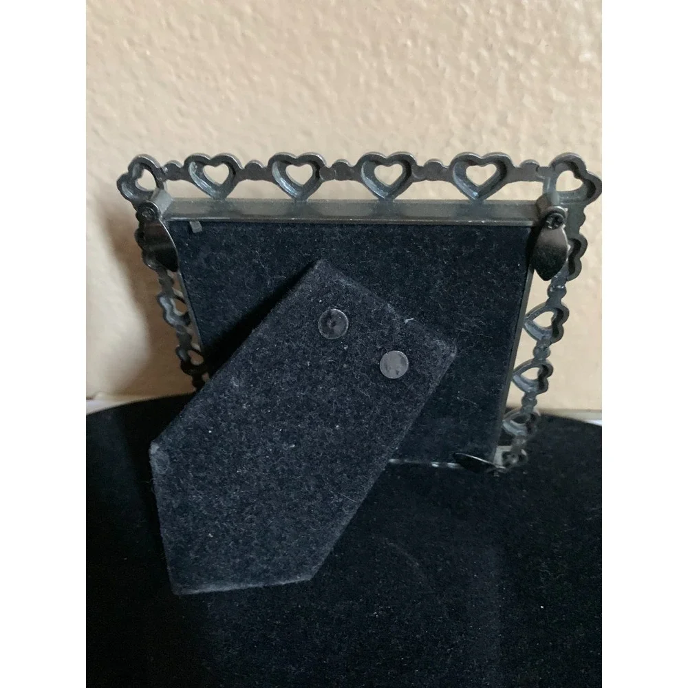 Vintage Pewter frame 3 x 3 Hearts and Rhinestones‎